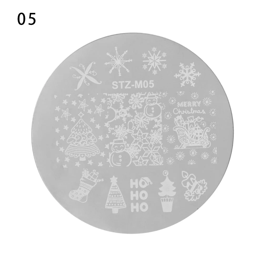 Nail Stamping Plates Snowflake Santa Design Templates Christmas Nails Polish Print Stencils Molds Manicure Nail Stamp Tools-Nail Inspo