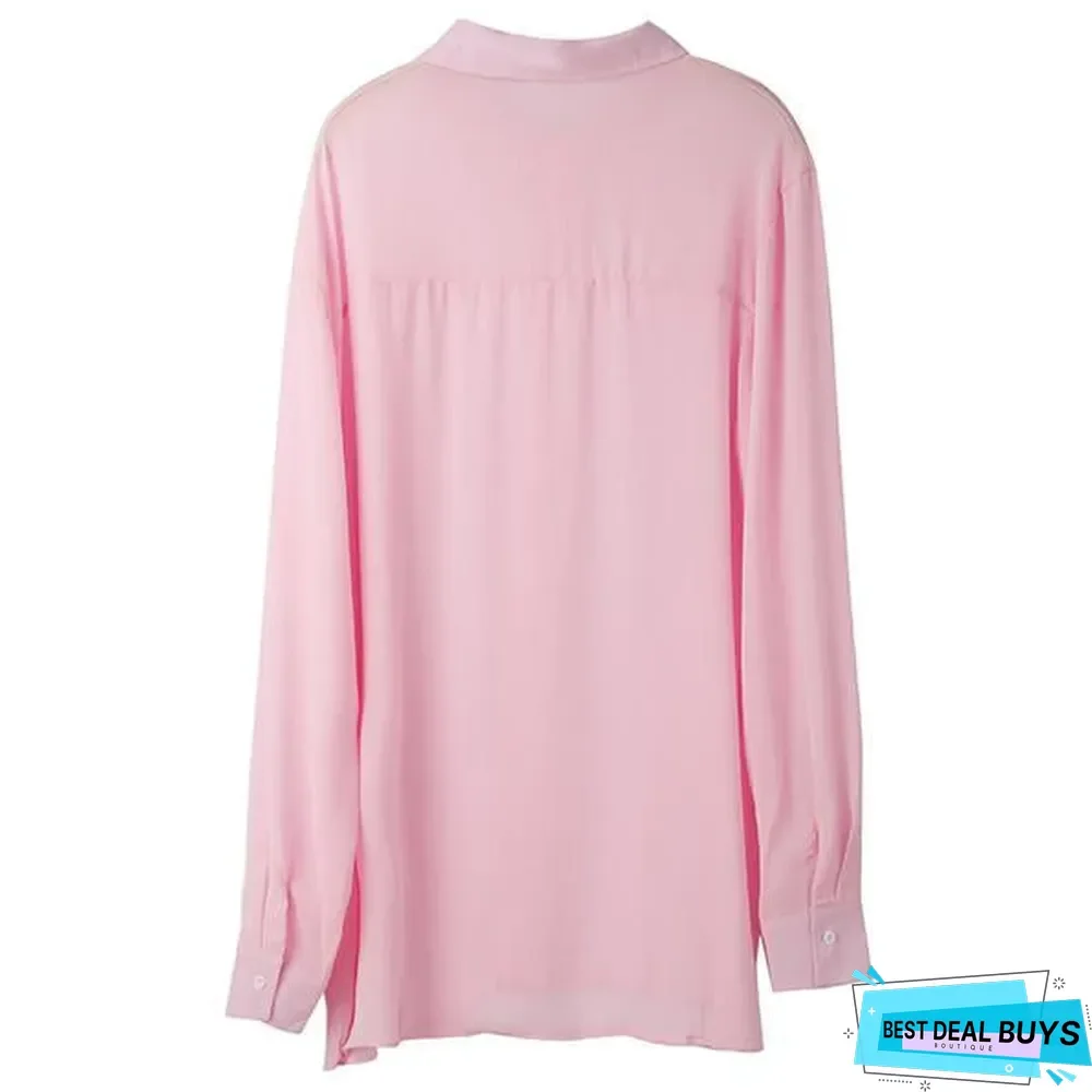 Men Casual V-Neck Solid Color Shirts