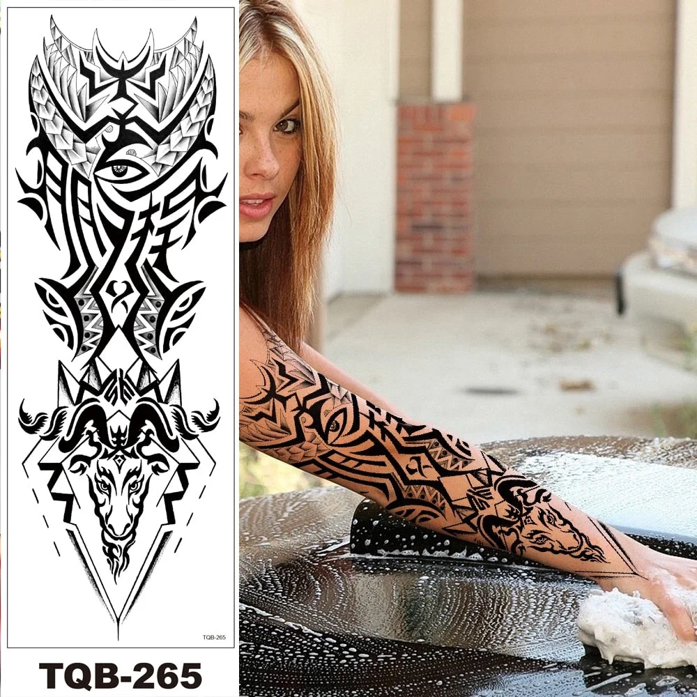 Full Flower Arm Temporary Tattoo Sticker Men Women Adult Girl Body Art Fake Tatoo Characters Love Confession Totem Lily Hotwife