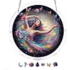 (18.5cm)DIY Acrylic Jigsaw Puzzle Window Hanging with Hanging Chain DIY Stained Glass Decoration Round Window Puzzle Decor for DIY Craft Project (Beauty)