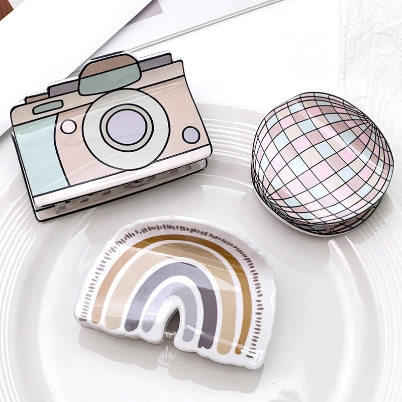 Minimalist Artistic Women’s Rainbow Car Flower Arylic Hair Claws