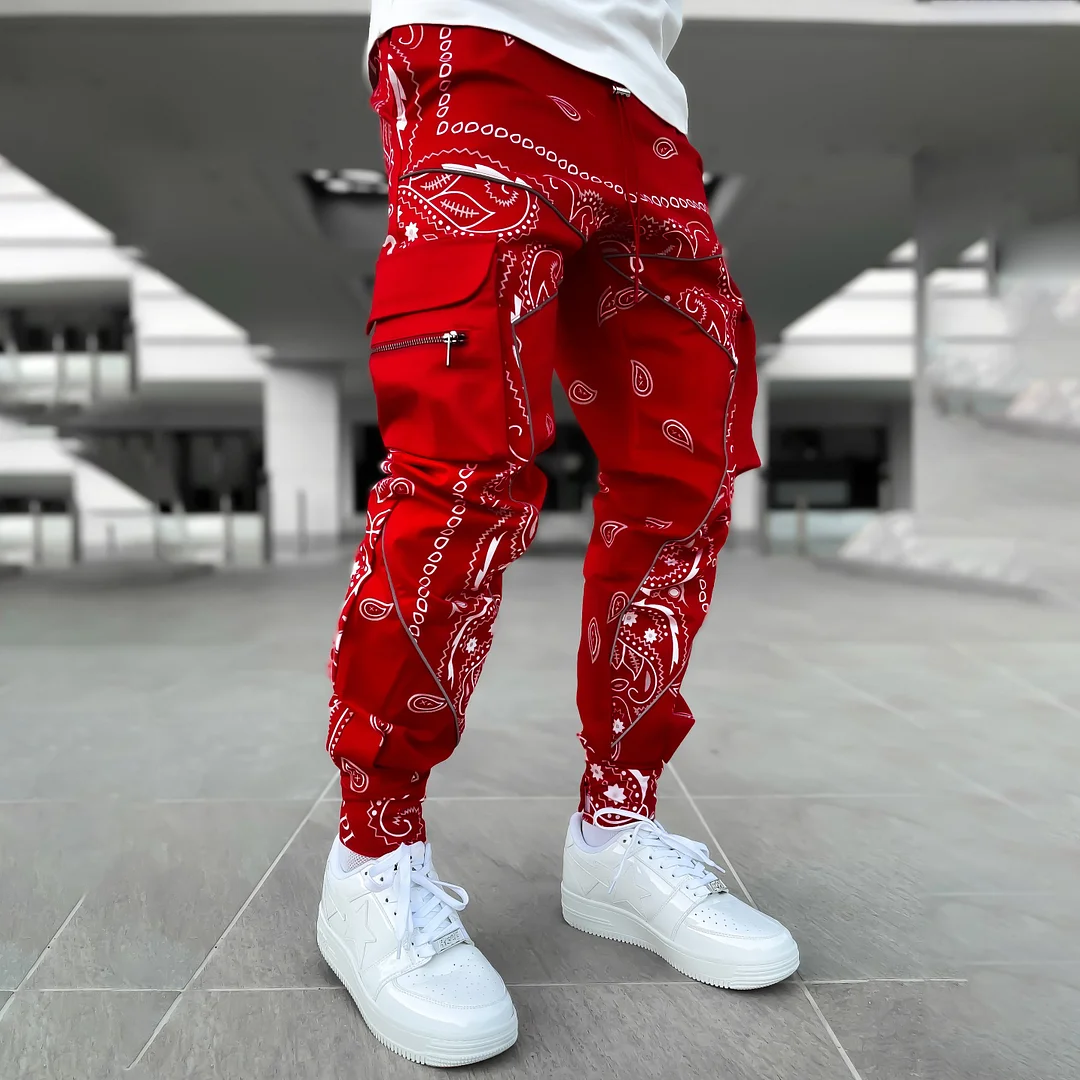 Blood Red Paisley Cargo Pants