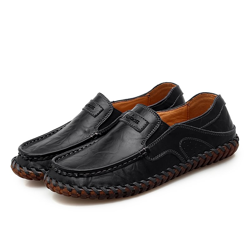 Men's Handmade Leather Outdoor Non-Slip Driving Shoes Casual Loafers