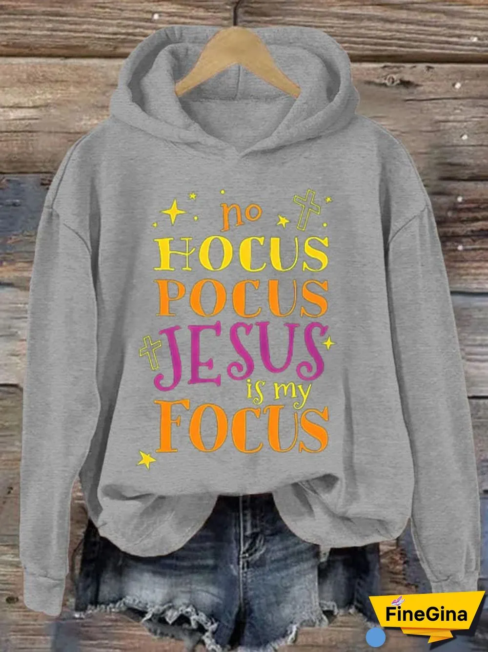 Women's No Hocus Pocus Jesus Is My Focus Halloween Hoodie
