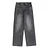 Nautinvest High Street Retro Ripped Women's Jeans Y2K American Style Loose Washed Straight Leg Wide Leg Pants Couple Pocket Mopping Pants