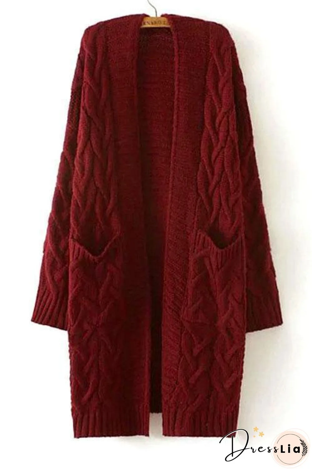 Twist Knit Pockets Cardigan