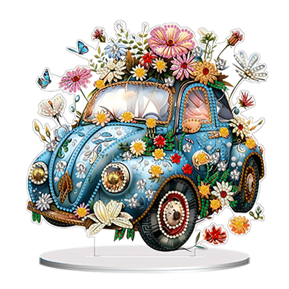 DIY Acrylic Diamond Painting Desktop Tabletop Ornament Flower Classic Car-Guru-buzz