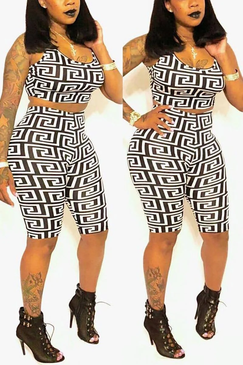 Sexy Fashion Print Two Piece