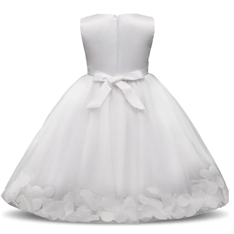 White Lace Flower Girls Wedding Dress Formal Ceremonies Dress Ball Gown Kids Clothing Little Girl Birthday Christening Vestido