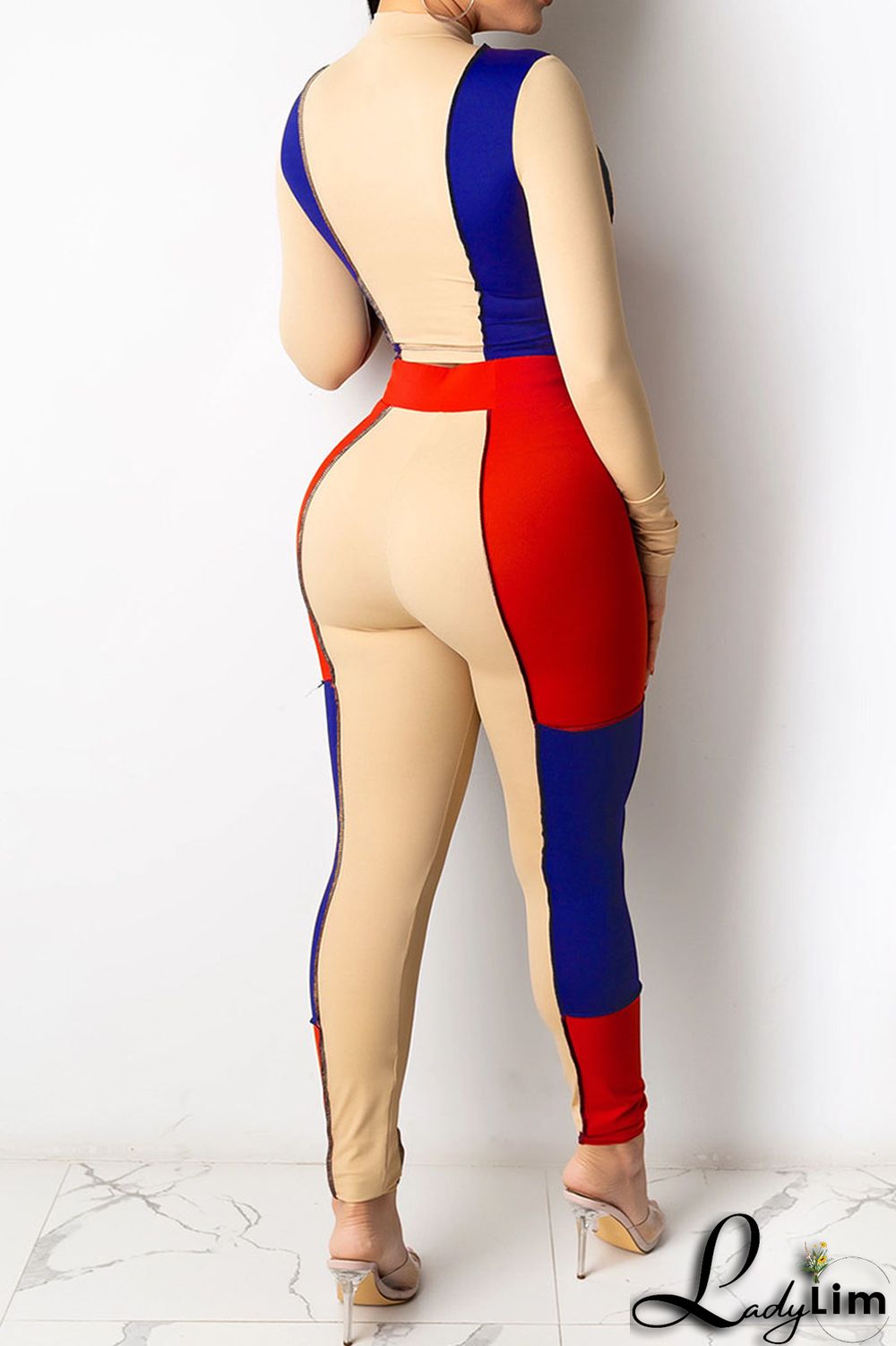 Apricot Sexy Solid Split Joint Mandarin Collar Long Sleeve Two Pieces