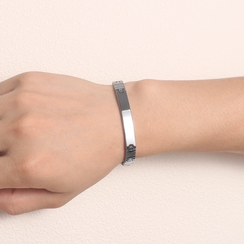 Modern Style Minimalist Solid Color 304 Stainless Steel ID Bracelet In Bulk