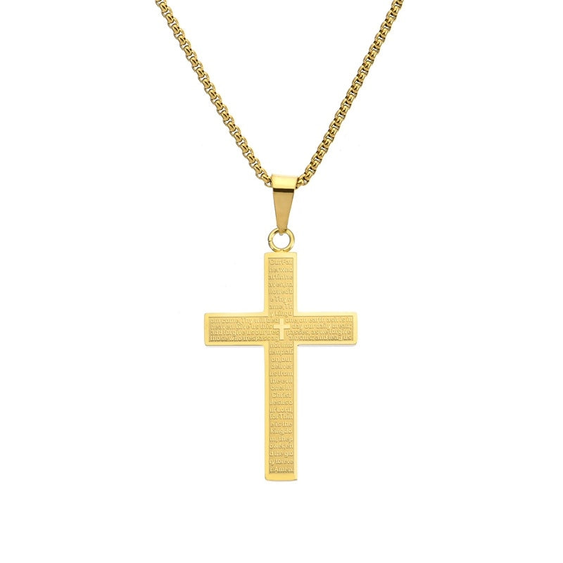 Jewelry Neutral Style Cross Pendant Necklace Trendy Men's Hip Hop Stainless Steel Long Necklace