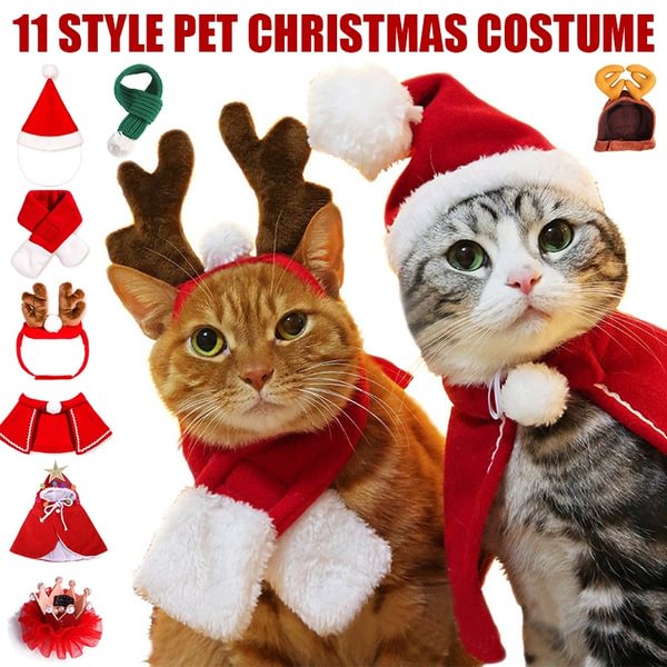 11 Styles Pet Christmas Costume Outfit Set Reindeer Antlers Headband Santa Christmsas Hat Red Scarf and Pet Cloak for Dog Cat Pet Christmas Party Cosplay Supplies - Shop Trendy Women's Fashion | TeeYours