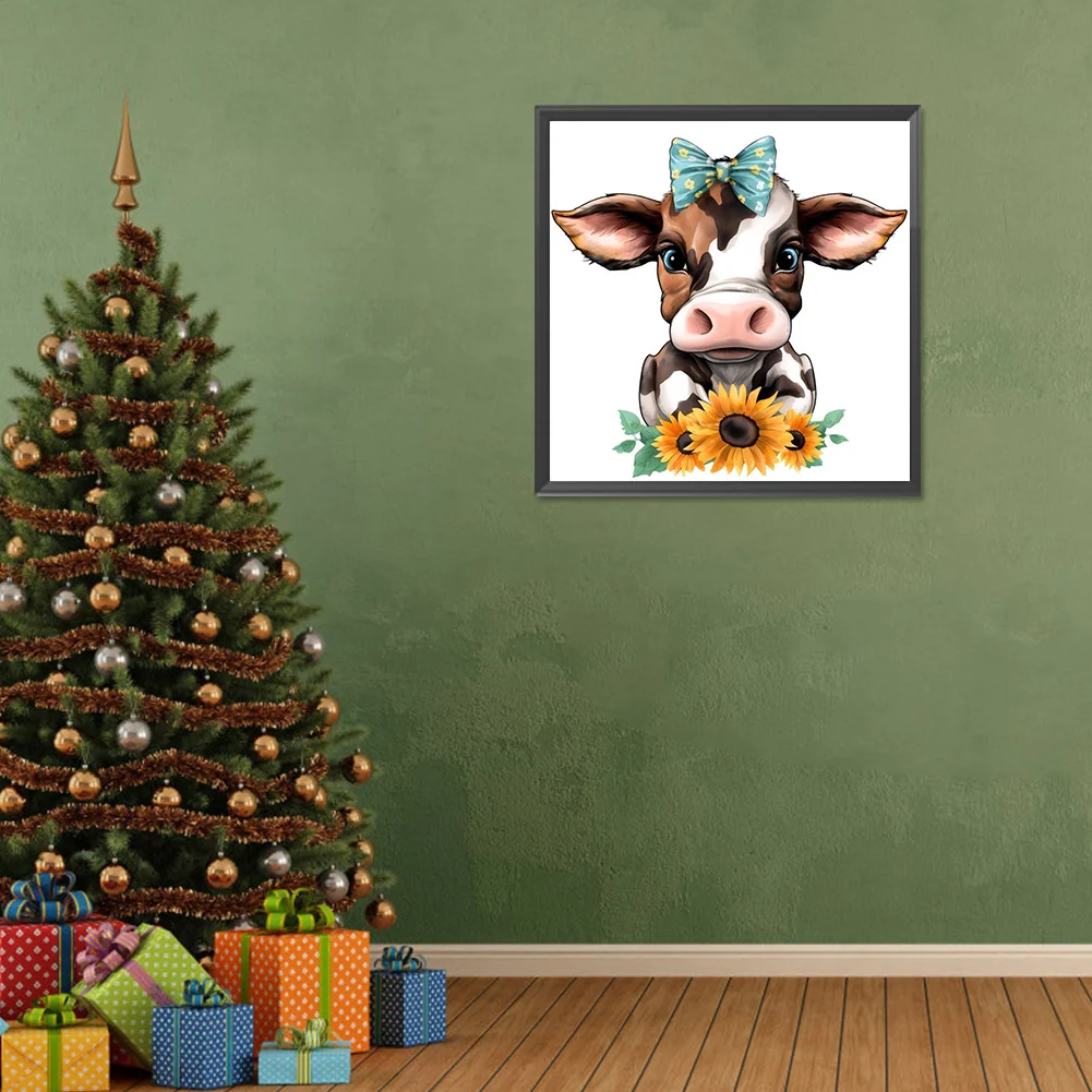 Full Round Diamond Painting 30*30cm - Sunflower Cow