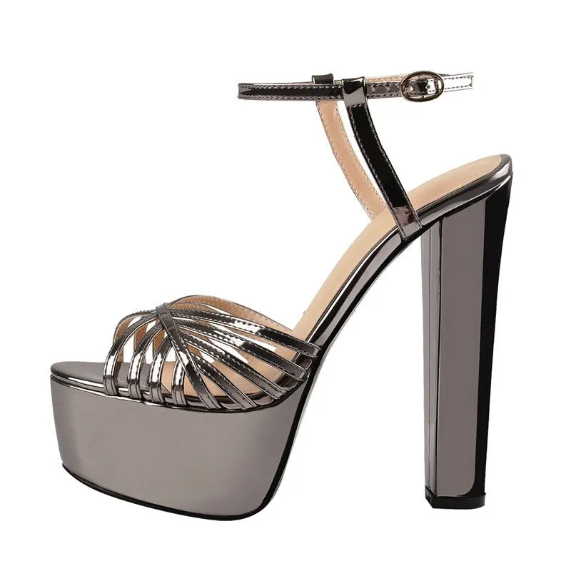 Onlymaker Women Platform Chuncky Heel Ankle Buckle Strap Sandals Open Toe Cross Thick Band Shoes Big Size US5~US15