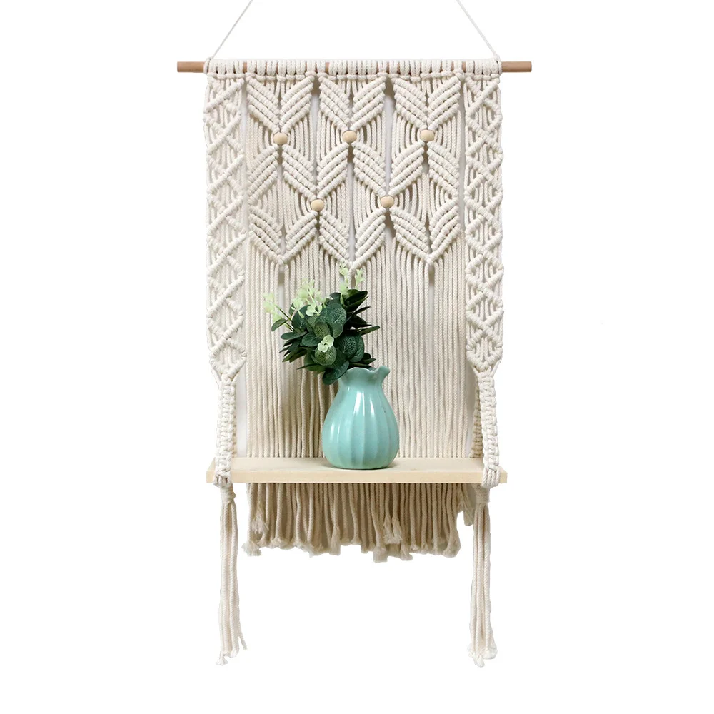 Nigikala Nigikala Pure Cotton Rope Hand-Woven Tapestry Shelf Home Storage Wall Decoration Is Simple And Real