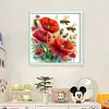 Poppy Flowers And Bees-11CT Stamped Cross Stitch 40*40cm/15.75*15.75in