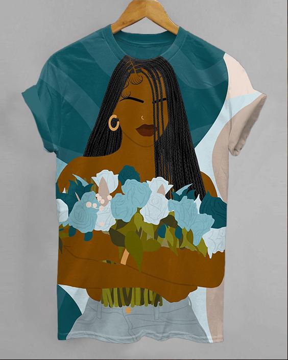 Flower Braid Girl Round Neck Short Sleeve Shirt