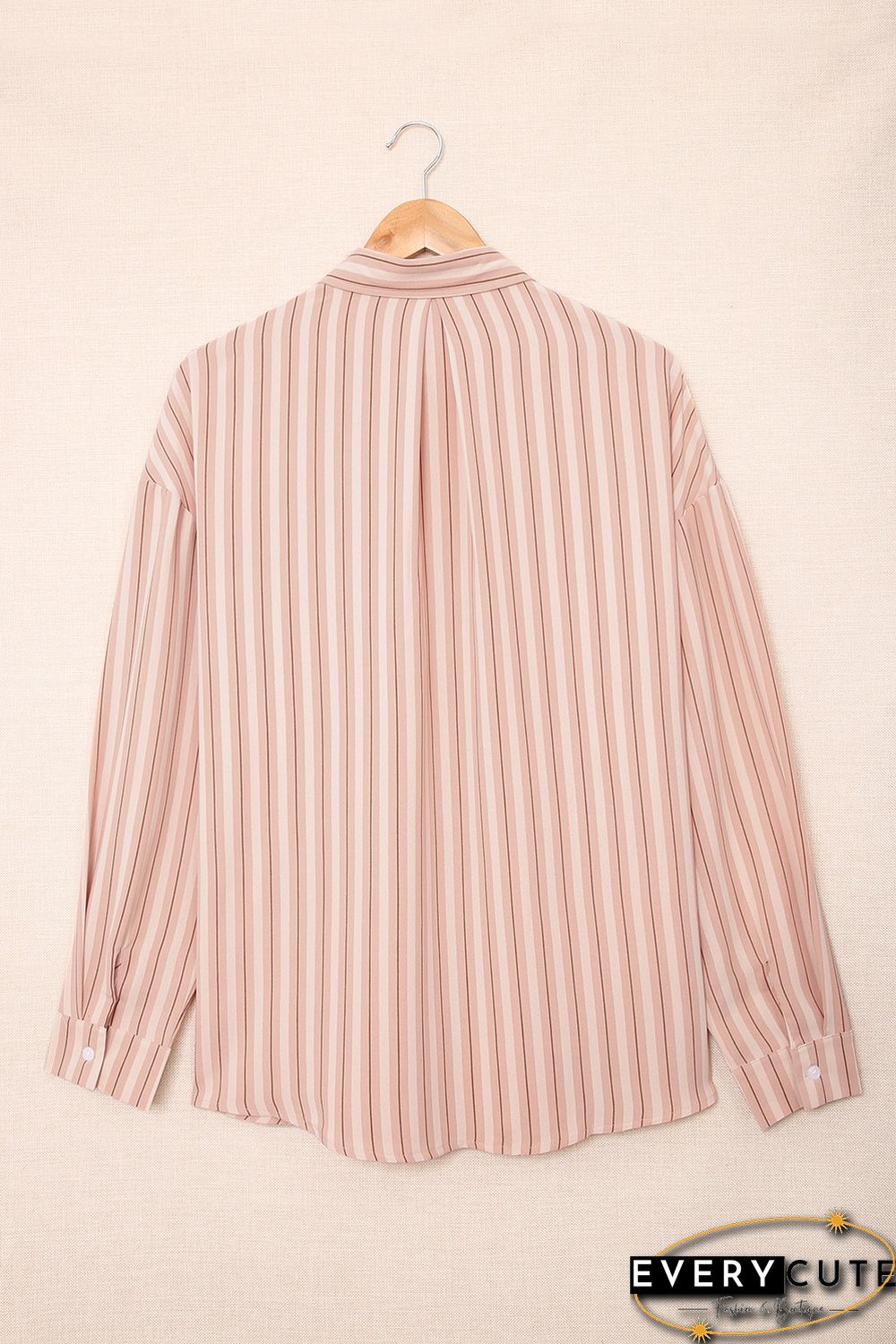 Pink Striped Buttons Closure Long Sleeve Shirt