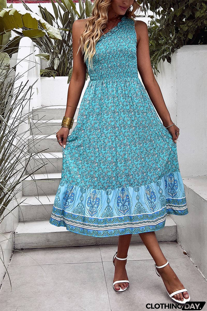 Floral Charm One-Shoulder Dress