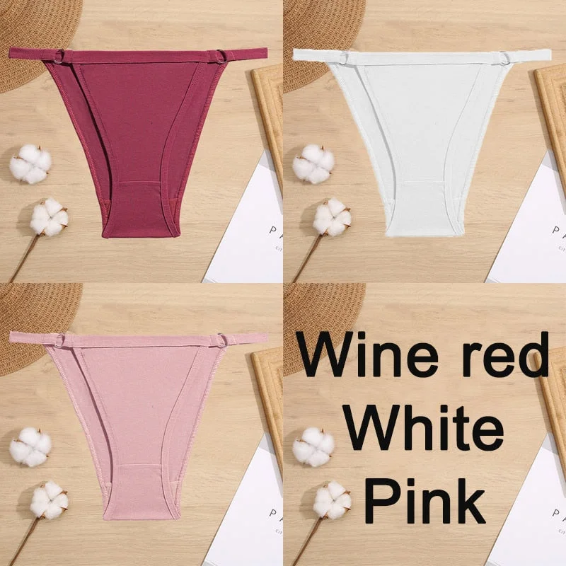 3PCS/Set Cotton Panties Underwear Bikini Style Women's Lingerie Sexy Panties Female Underpants Design Waist Band Briefs Pantys