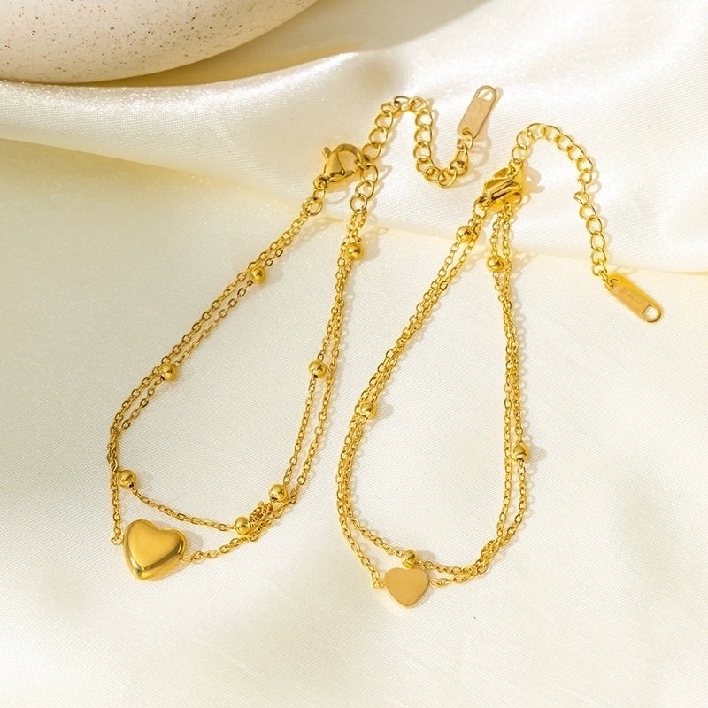 Casual Minimalist Commute Heart Shape 304 Stainless Steel 18K Gold Plated Bracelets In Bulk