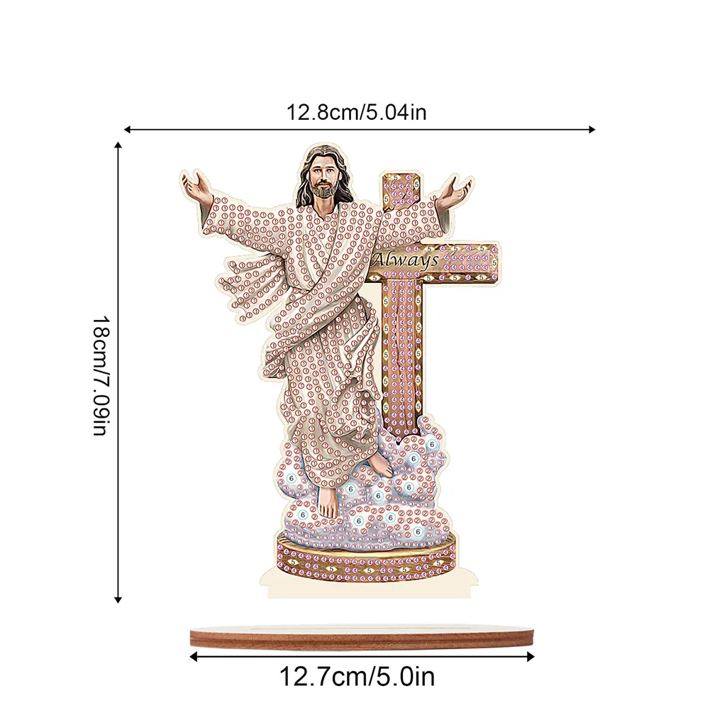 DIY Jesus Religion Wooden Special Shape Diamond Painting Desktop Ornaments for Home Decor