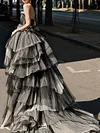 Off-The-Shoulder Split-Joint Mesh Asymmetric Bandeau Maxi Dress