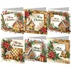 6pcs Gingerbread House DIY Diamond Painting Cards Art 15x15cm for Adults