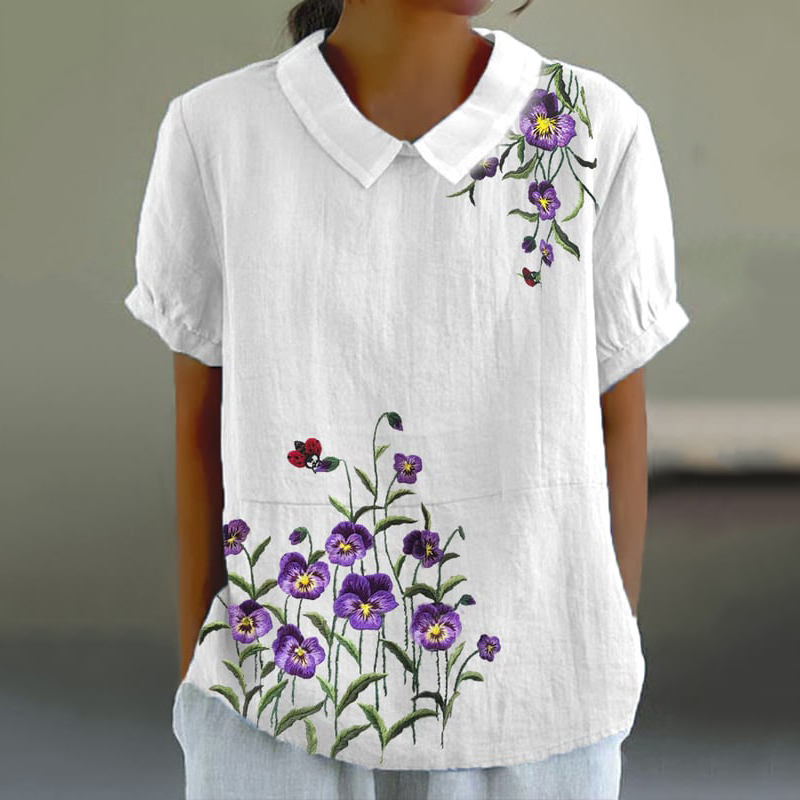 Comstylish Women's Alzheimer's Purple Floral Casual Top