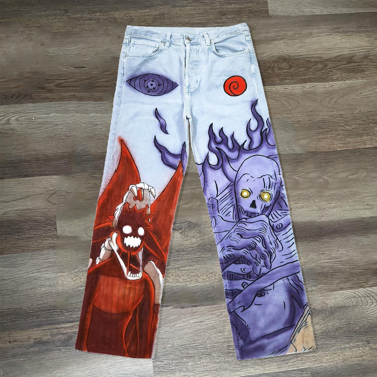 Hippie Punk Cartoon Print Jeans