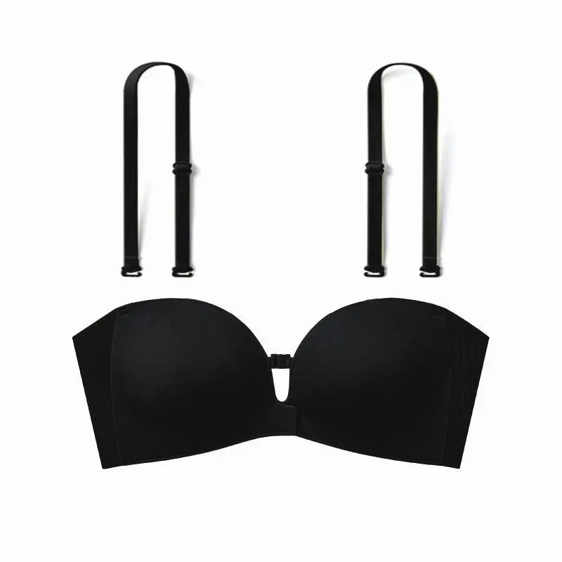 Womens Strapless Front Closure Bra Push Up Padded Add Cup Non Slip Wireless Supportive  Seamless Comfortable Tube Jelly Bra A B C Cup#SummerVibe 