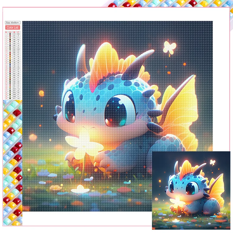 Cute Glowing Dragon - Full Square - Diamond Painting (35*35cm)