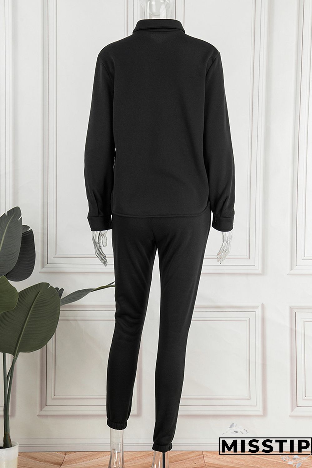 Green Casual Solid Cardigan Pants Turndown Collar Long Sleeve Two Pieces