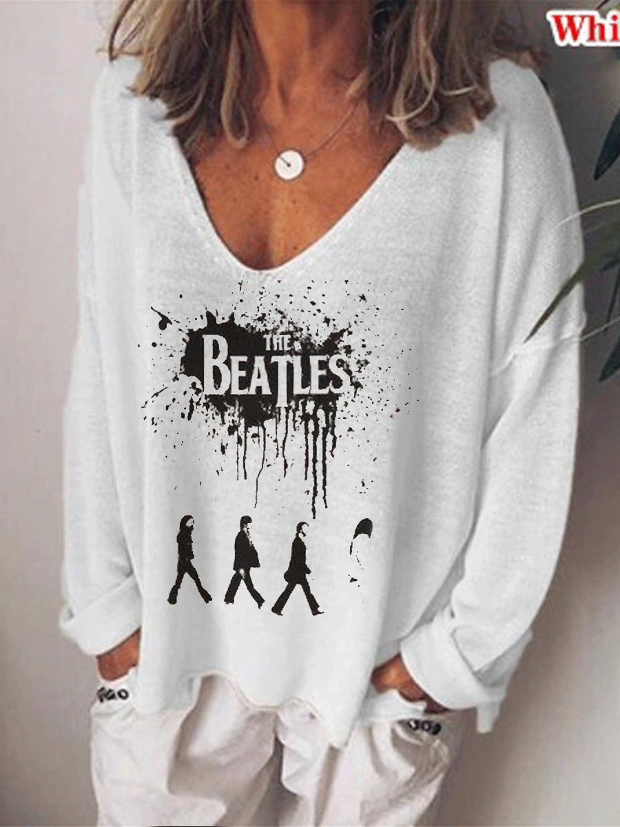 THE BEATLES Street Hipster Round Neck Loose T-shirt