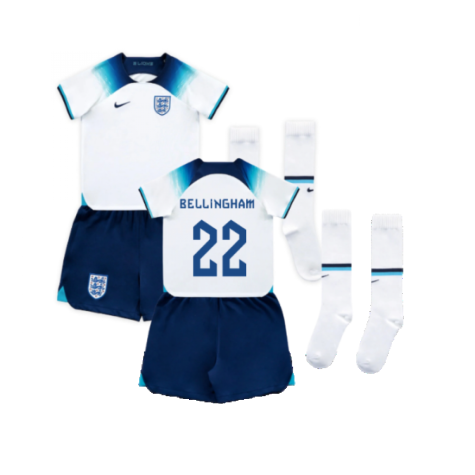 England Jude Bellingham 22 Home Shirt Kids & Junior Mini Kit World Cup 2022