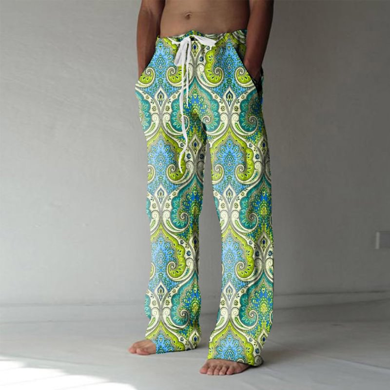 Pre-sale Men's ethnic print casual trousers