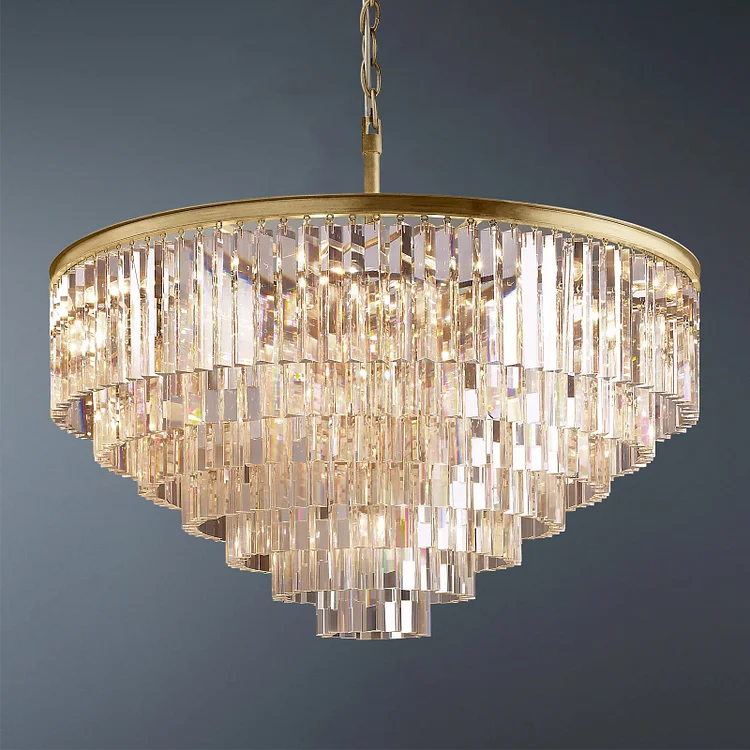 Multi-tier Round Crystal 1920s Odeon Crystal Chandelier Dining Room Lighting D44" Vjlight
