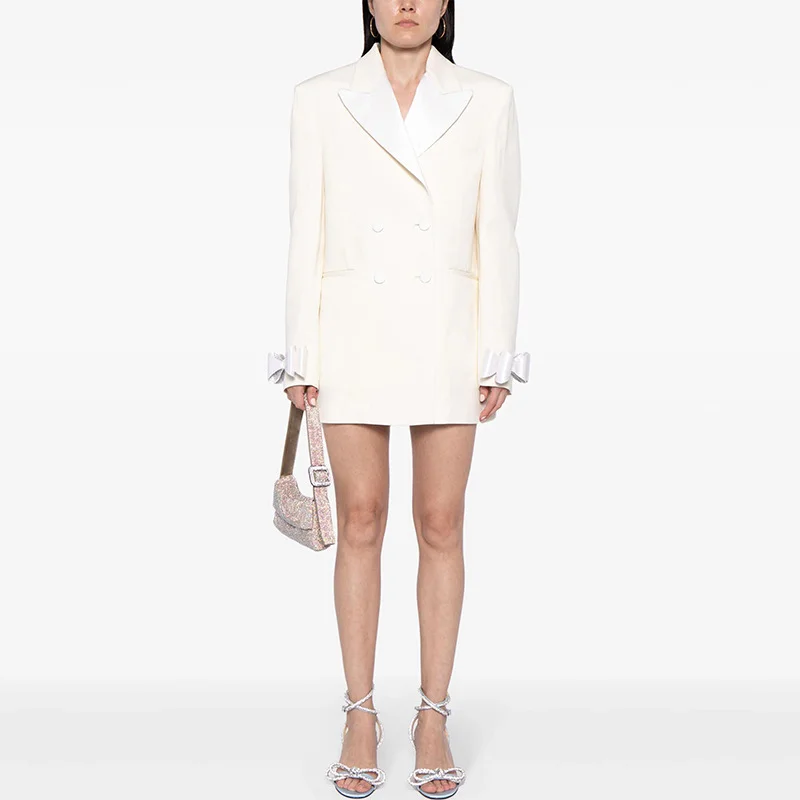 Nigikala Nigikala Star Fashion New Double-Dbuted Collar Bow Long Blazer Suit Dress