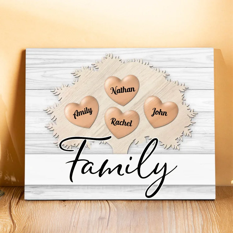 4 Names-Personalized Family Wooden Ornament Gift-Customized Gift Ornament Desktop Decoration Picture Frame For Family
