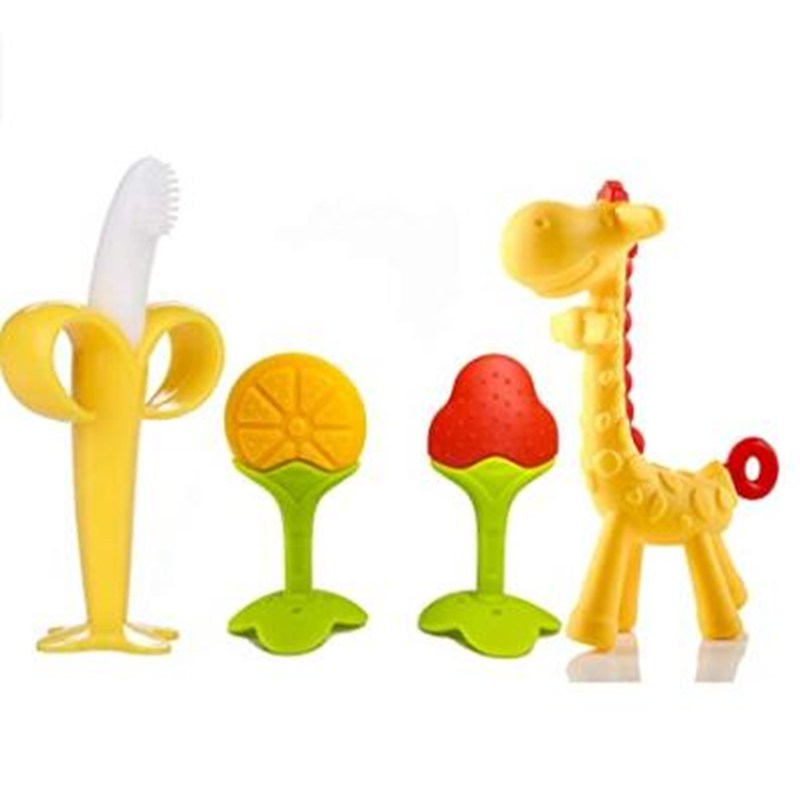 

4Pcs Baby Teether Molar Stick Disinfected Soft Silicone Teether, 501 Original