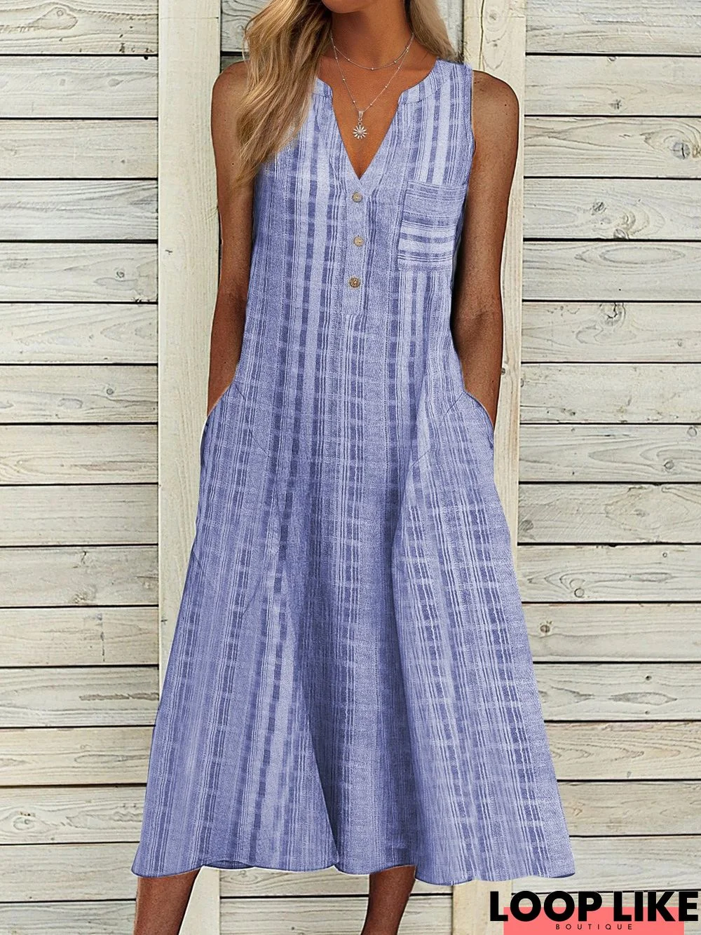 Sleeveless Casual Cotton-Blend Maxi Dress