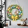 (US Only)Easter Wreath Theme 2D Flat DIY Rabbit Diamond Art Pendant Door Home Decoration
