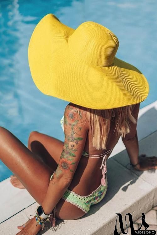 MidiSono - Yellow Straw Wide Brim Hat