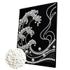 (30x40cm)Big Waves DIY Pearl Painting Framed Grape Handmade Pearl Material Art Kit Living Room Decor