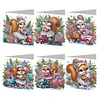 6PCS Diamond Painting Xmas Squirrel Greeting Cards Congratulations Cards & Gifts