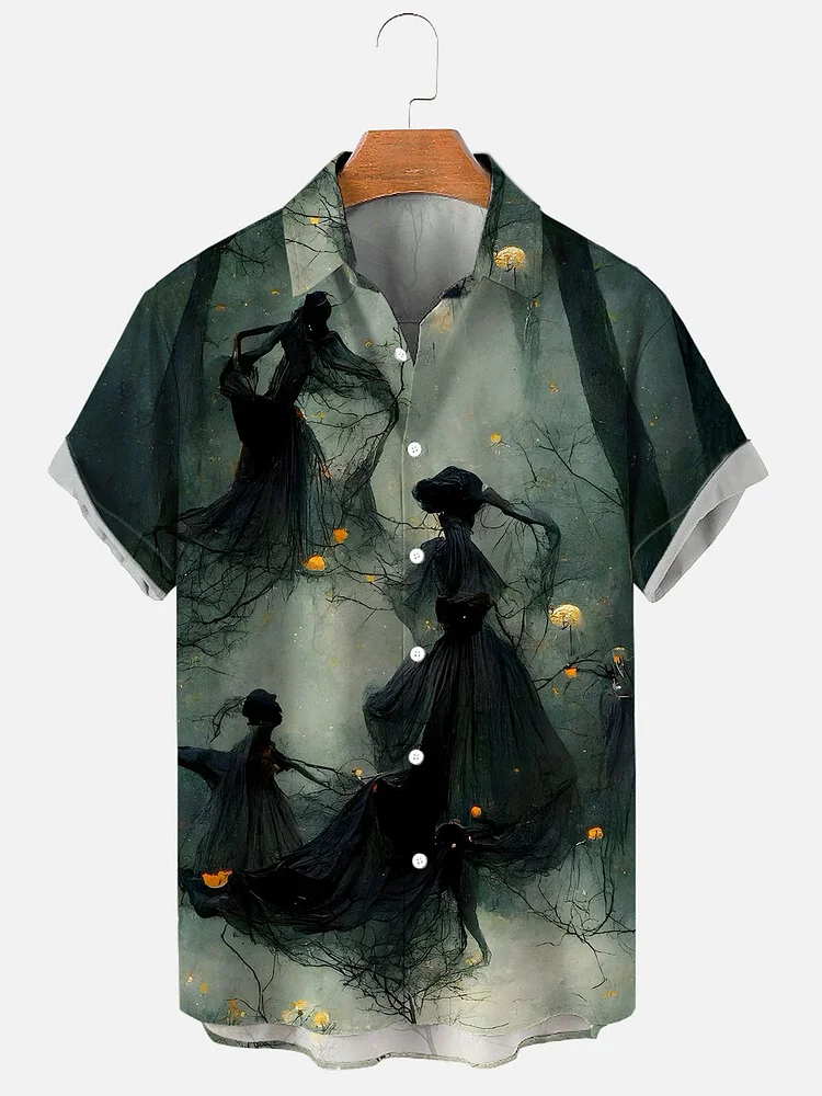 Men's Halloween Ghost Print Shirt