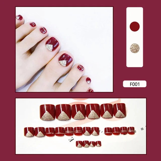 24pcs Fake French ToeNails With Glue Type Removable Square Short Paragraph Nude Color Fashion Manicure False ToeNails Press On D