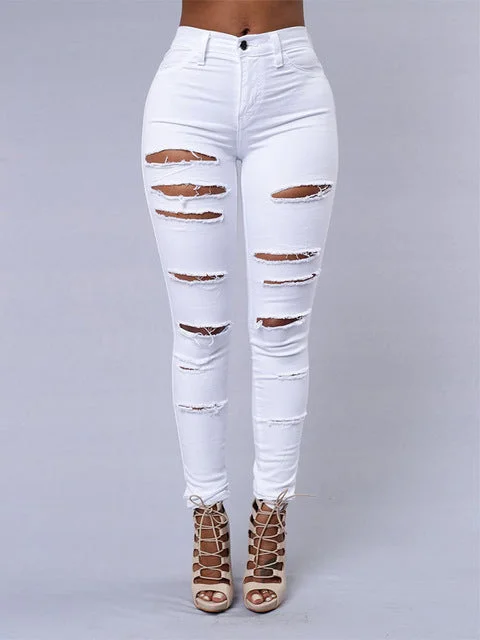 Ripped Jeans Pencil Pants