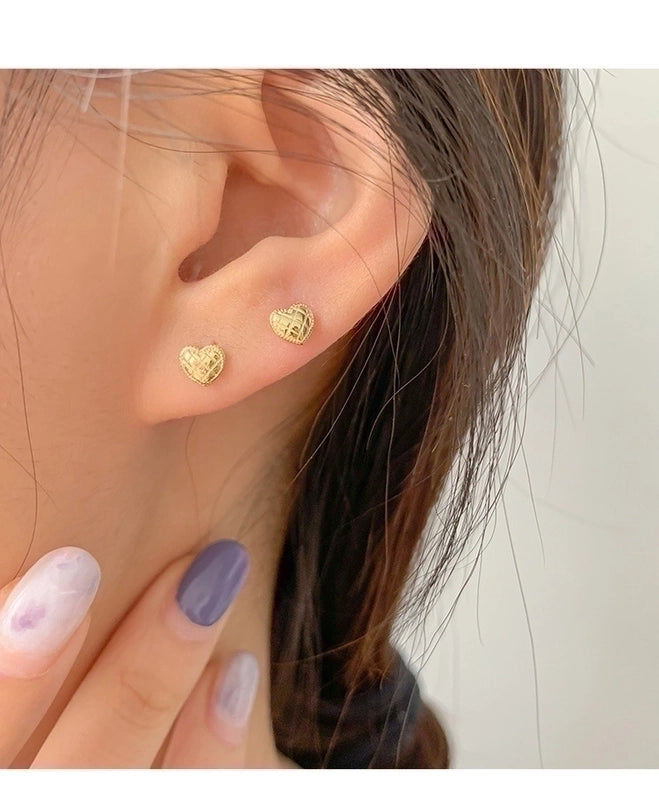 1 Pair 925 Sterling Silver Heart Shape Ear Studs